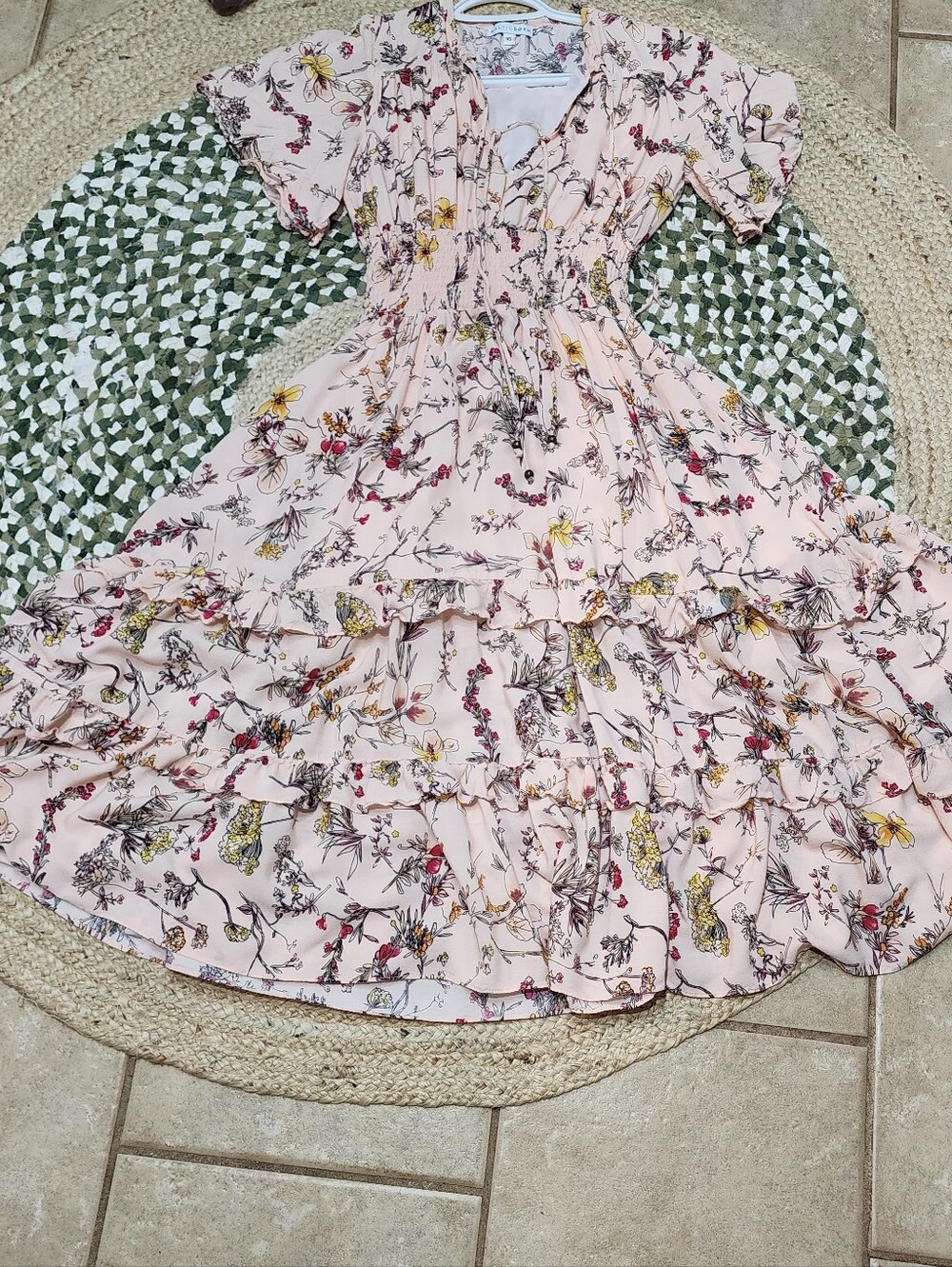 Baltic Born Light Pink Floral Tiered Ruffle Dress Joanie